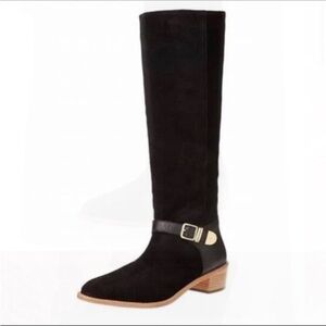 Loeffler Randall Freda Black Tall Heeled Boots with Buckle Size 9